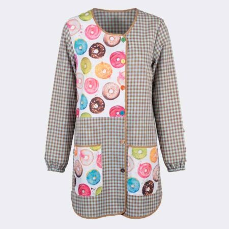 Bata corta mujer manga larga estampado donuts