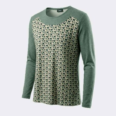 Camiseta mujer punto cuello redondo estampado triangulos