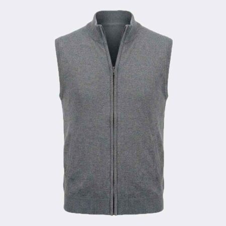 Chaleco hombre punto con cuello mao gris