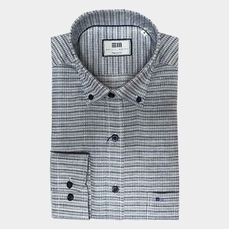 Camisa manga larga tela de hombre con muestra horizontal