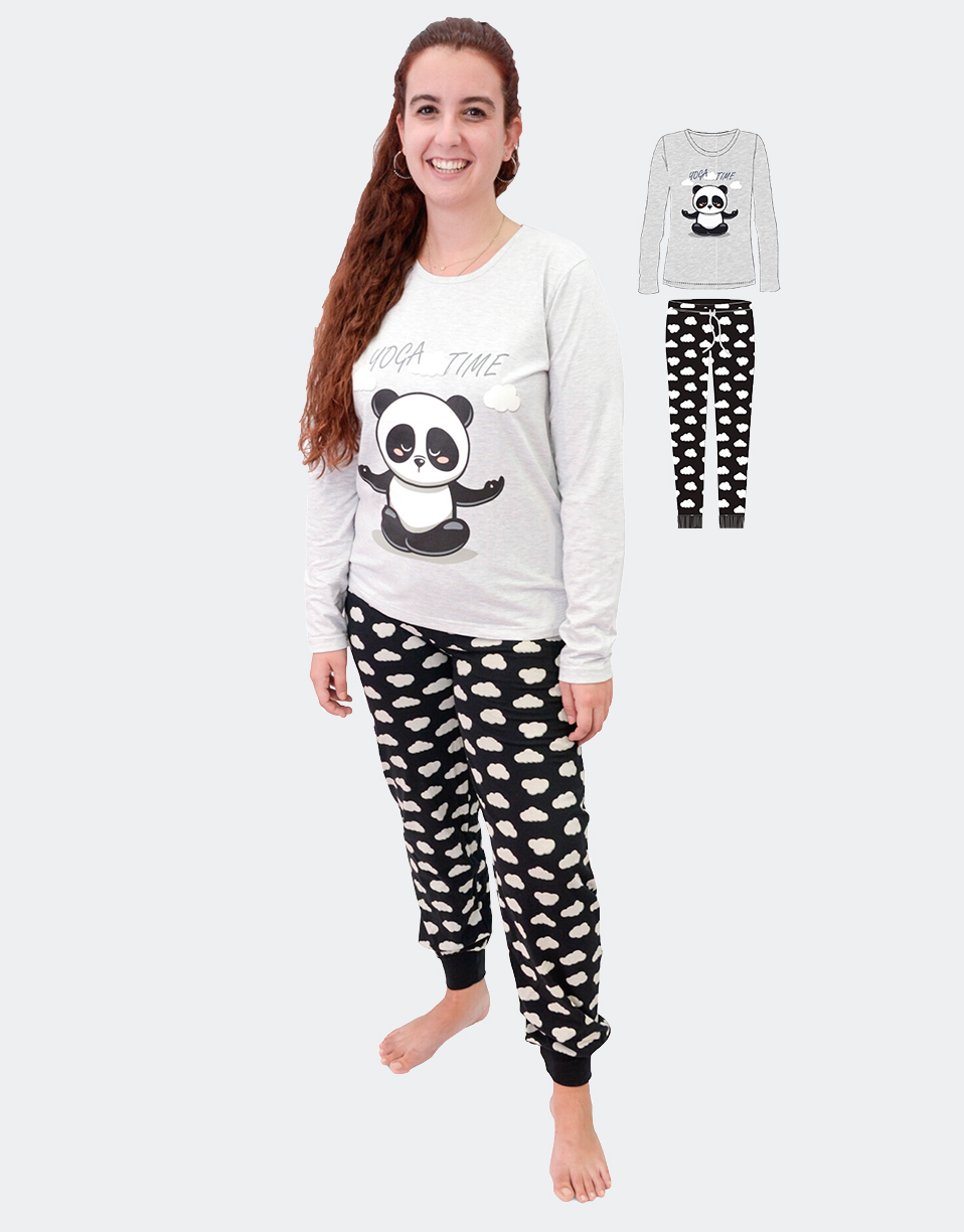Pijama mujer punto dibujo 'oso panda Casa Indalesi