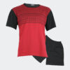 Pijama hombre CORTO punto cuello redondo con cenefas geométricas en la parte pecho rojo